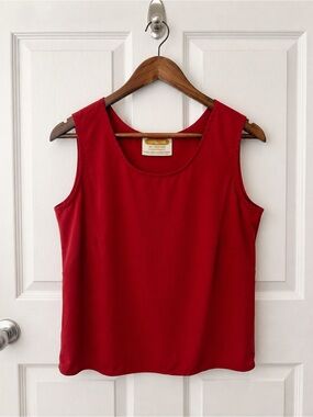 Vintage Tilley Silk Red Sleeveless Shell Top Made in Canada